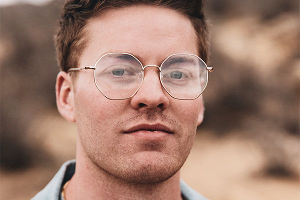 man wearing prescription eyeglasses